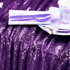 QueenDream Purple Tablecloth Sequin Fabric Table Cloths 90x90 Inch Halloween Party Decorations Purple Overlay Drapes Birthday Party Xmas Decorations - Image 2