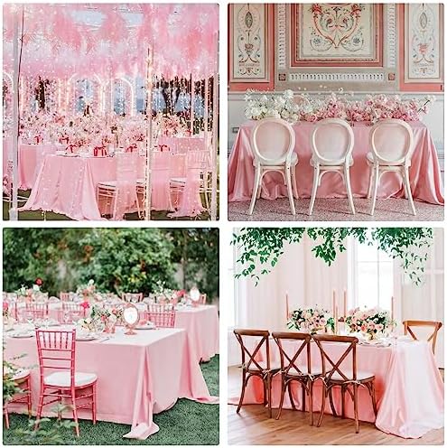 4 Pack Rectangle Tablecloth 60x126 Inch Pink Washable Polyester Table Cover for Wedding Dining Table Buffet Parties Banquet Decoration（Pink） - Image 6