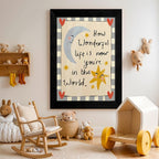Black Framed Colorful Kids Quotes Motivational Wall Art 12x16 inch HOW WONDERFUL LIFE IS NOW YOU'RE IN THE WORLD Poster Cute Moon And Stars Canvas Prints Nursery Classroom Wall Decor - Image 4