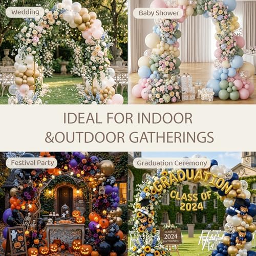 2 Pack Arch Backdrop Stand and Cover Sturdy 7.2FT ＆ 6FT Gold Metal Gold Metal Frame Balloon Arch Stand Set for Wedding Birthday Graduation Party Baby Shower Backdrop Decoration - Image 6