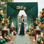 20ft x 12ft Wrinkle Free Hunter Green Backdrop Curtains for Parties, Silky Photo Backdrop Drapes 12FT Long Back Drop Cloth for Wedding Birthday Photography Background Decor - Image 2