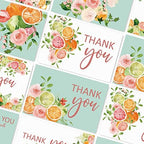 AnyDesign 36 Set Orange Floral Thank You Cards Watercolor Fruit Flower Greeting Cards with Envelopes Stickers Spring Summer Blank Note Cards for Baby Shower Wedding Birthday Party (Pack of 2) - Image 7