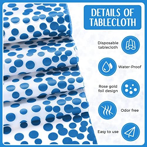 Tudomro 16 Pack White and Light Blue Plastic Tablecloths Satin Runner Set - Image 3