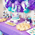 Kubert Mermaid Party Decorations/Under the Sea Party Teal Lavender Purple Tissue Paper Pom Pom Latex Balloons Fish Net with Shells and Mermaid Birthday Decor Baby Shower Decorations (White) - Image 6