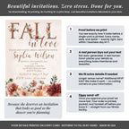 Amanda Creation Fall in Love Bridal Shower Invitations, 20 Personalized 5x7 Rustic Autumn Floral Cards with Envelopes - Image 3