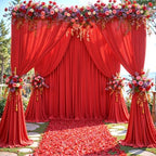 40ft x 10ft Wrinkle Free Red Wedding Backdrop Curtains for Party Bridal Shower Reception Decorations Red Fabric Curtain Backdrops Drapes for Photography Baby Shower Birthday Background - Image 3
