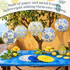 Baquler 24 Pcs Capri Lemon Party Decor Amalfi Coast Mediterranean Blue Yellow Lemon Decor with 12 Paper Lanterns and 12 Hanging Fans for Birthday Bridal Shower Baby Shower Italian Summer Party Wedding - Image 6