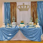 SoarDream Baby Blue Sequin Tablecloth 90"x132" Baby Shower Table Cloth - Image 2