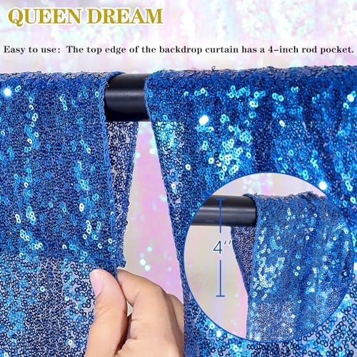 4 Pack Royal Blue Curtains 2ftx8ft Sequin Backdrop Drapes for Birthday - Image 4