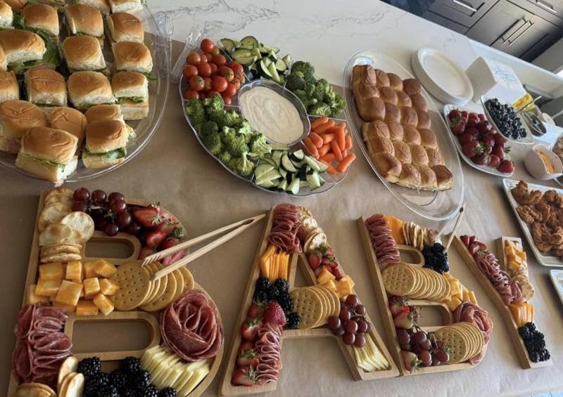 15.8" Fillable Charcuterie Trays, 4 Pack Larger Bamboo Charcuterie Boards for Baby Shower, Wooden Serving Trays for Fruit Cheese Platter Vegetable Food Dish Plates, Baby Birthday Party Table Decor - Image 6