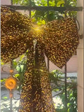 PartyPosh 51"x25" Black Bow with Golden Sequins by PartyPosh