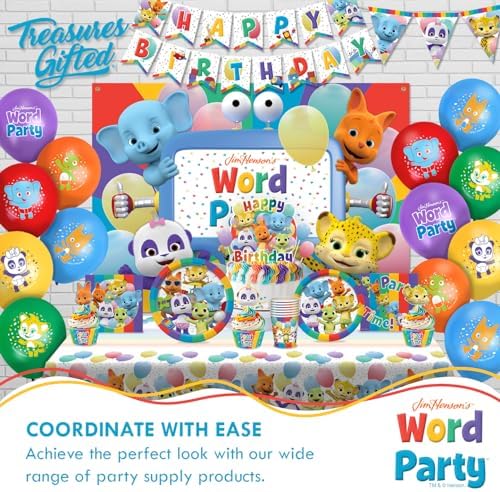 Treasures Gifted Officially Licensed Jim Henson’s Word Party Birthday Supplies - Serves 16 Guests - Dinnerware Starter Set Word Party Birthday Decorations - Plates & Napkins Set - Image 7