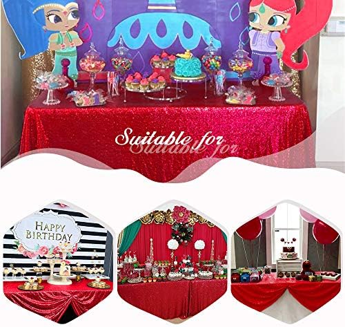 SoarDream Red Sequin Tablecloth 90"x156" Christmas Glitter Table Cloth - Image 6