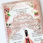 Hosmsua 50PCS Personalized Rose Gold Glitter Quinceanera Invitations Kit 5.1x7.3 Inch Laser Cut Floral Crown Quinceanera Invitation Cards with Envelopes for Birthday Quince Anos Invitation - Image 5