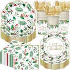 Pickmesh 400 Pcs Christmas Party Supplies Paper Plates and Napkins Serve 50 by Pickmesh