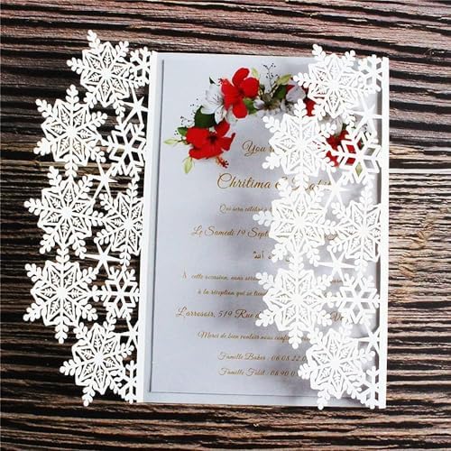 50 Piece Winter glitter snowflake invitation cards for wedding, bridal shower, baby shower, birthday, Christmas party and more (White) - Image 3