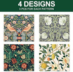JarThenaAMCS 12 Sheets Retro Floral Wrapping Paper -Not Roll- Vintage Flower Bird Lemon Gift Wrap Paper Folded Flat Art Sheet for DIY Crafts Wedding Baby Shower Birthday, 19.7 x 27.6 Inch (Pack of 3) - Image 3