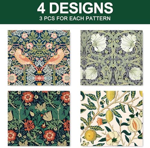 JarThenaAMCS 12 Sheets Retro Floral Wrapping Paper -Not Roll- Vintage Flower Bird Lemon Gift Wrap Paper Folded Flat Art Sheet for DIY Crafts Wedding Baby Shower Birthday, 19.7 x 27.6 Inch (Pack of 3) - Image 3