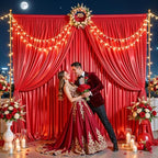 Red Satin Backdrop Curtains 6 Panels - Glitter Photo Drapes for Baby Shower, 30x10FT Shimmer Back Drop Cloth, Wrinkle Free for Birthday Party Prom Holiday Stage Background - Image 3