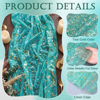 Shihanee 12 Pcs Teal Gold Gauze Table Runners Sheer Cheesecloth Runner - Image 5