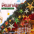Hortsun 20 Set Paper Star Lanterns Lighted 3D,Red, Green, Gold, Silver - Image 6