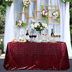 Partisout Sequin Tablecloth 90x132 inch Sequin Table Cloth for Parties Burgundy Glitter Tablecloth Rectangle Sparkly Table Cloth Happy Birthday Wedding 6ft Tablecloth - Image 4