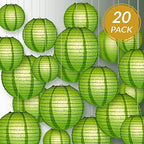 Quasimoon PaperLanternStore.com Ultimate 20-Piece Grass Green Paper Lantern Party Pack - Assorted Sizes of 6, 8, 10, 12 Inch (5 Round Lanterns Each) for Weddings, Birthday, Events and Decor - Image 2
