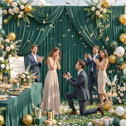 10ft x 15ft Emerald Green Wrinkle Free Backdrop Curtains for Wedding Party Backdrops Curtain Drapes Fabric Decorations Photo Back Drop Cloth for Baby Shower Photography Stage Reception - Image 3