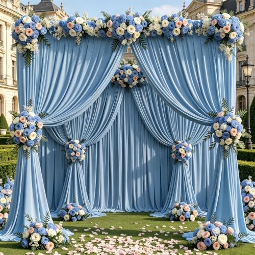 50x10ft Dusty Blue Backdrop Curtain Panels for Parties - Wrinkle Free Polyester Photo Curtain Backdrop Wedding Back Drop Fabric Drapes for Party Decorations Background for Photography by WishCare