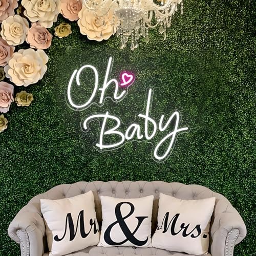 Oh Baby Neon Sign for Backdrop Wall Decor 37.7x15.7inch White - Image 4
