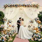 10x10ft Ivory Curtains Backdrop for Wedding Parties Wrinkle Free Ivory Curtains Photo Backdrop Drapes for Photography Birthday Baby Shower Soft Fabric Party Backgournd for Photoshoot 5x10ft, 2 Panels - Image 5