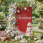 Modern Christmas Pine Branch Ball Strip Arch Backdrop Cover 7.2 ft 2 Sided Wedding Arch Covers Stretchy Backdrop Round Top for Birthday, Party, Baby Shower Decorations - Image 7
