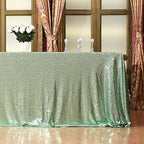 Eternal Beauty Mint Green 60x120 Inch Garden Wedding Sequin Tablecloth - Image 3