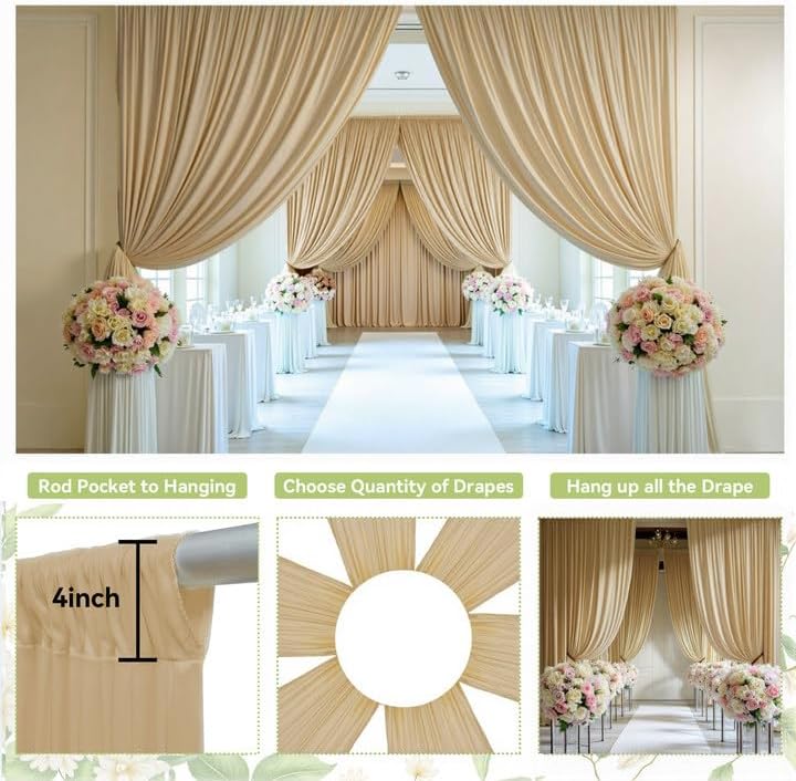 10ft×15ft Camel Backdrop Curtain for Wedding Party - Image 3