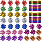 Pendant of Luck 54 Pcs Shiny Christmas Bows for Gift Wrapping, 2 in Mini Gift Wrap Bows for Xmas Decor, Hanukkah, Birthdays, Weddings, Bridal Showers, Baby Showers Occasion (Sparkly Color 54 Pcs Set) by PendantofLuck