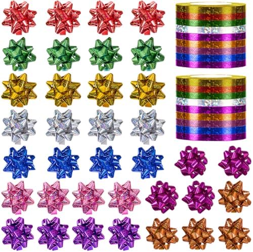 Pendant of Luck 54 Pcs Shiny Christmas Bows for Gift Wrapping, 2 in Mini Gift Wrap Bows for Xmas Decor, Hanukkah, Birthdays, Weddings, Bridal Showers, Baby Showers Occasion (Sparkly Color 54 Pcs Set) by PendantofLuck