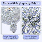 Ridhi Light Steel Blue Hand Block Print Cotton Tablecloth 190 x 72 Inch - Image 6