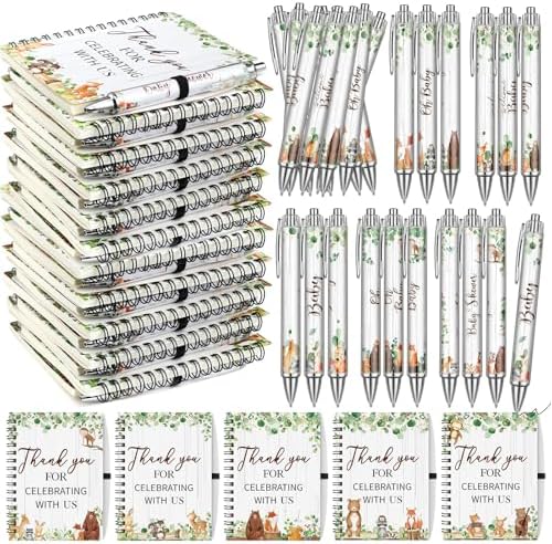 Skyygemm 60pcs/30 Set Woodland Animal Baby Shower Gifts bulk for Guests Includes Woodland Animal Small Spiral Notebook Bulk Forest Retractable Ballpoint Pen for Baby Shower Gender Reveal Guest by Unknown