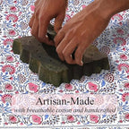 Ridhi Pigeon Blue & Pink Hand Block Print Cotton Tablecloth 108 x 70 Inch - Image 4