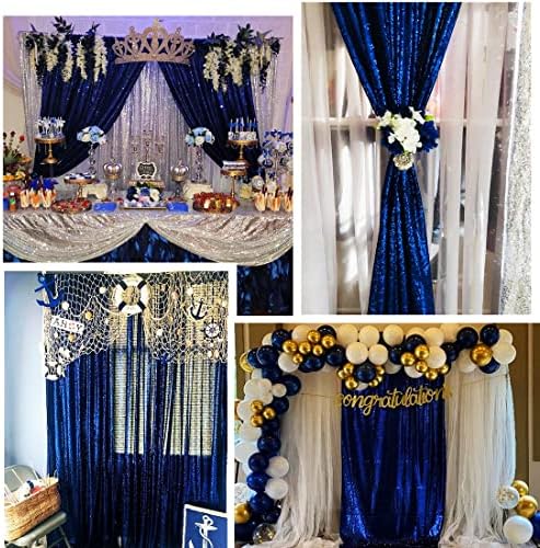 Poise3EHome 4Pcs 2Ft x 8Ft Blue Sequin Backdrop Curtains, Glitter Photography Backdrop, Sequence Xmas Thanksgiving Backdrop (Navy Blue, 4 pcs-2ftx8ft) - Image 5