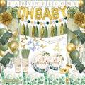 Guudmua 217 Pcs Sage Green Baby Shower Decorations, Neutral Baby Shower Decor Supplies- Disposable Dinnerware Set With Eucalyptus Leaf (25 Guest), "OH BABY" Banner, Balloon, Sash, Cake Topper by Guudmua