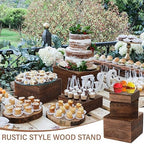Barydat 3 Pcs Rustic Wood Risers for Display, Square Nesting Cupcake Stands - Image 4