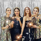 20 Pack Silver Backdrop Curtain Party Decorations Foil Fringe Backdrop Silver Tinsel Streamers Birthday Bachelorette New Year Christmas Wedding Baby Shower Disco Party Decorations - Image 2