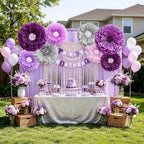 Serwalin 8 Pcs 31.5"*24"*20" Purple Giant Paper Flower Decorations for Wall - Image 3