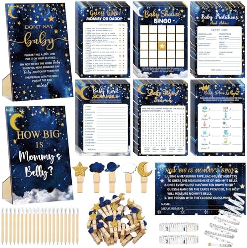 Funnymoom 426 Pcs Baby Shower Games, Twinkle Star Theme, 8 Activities by Funnymoom