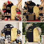 SaitiMade Set of 2 Black and Gold Sequin Arch Backdrop Cover (7.2 & 6 FT) - Image 5
