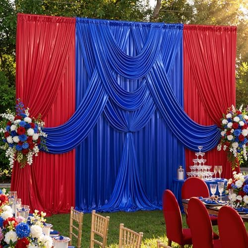20×10 ft Circus Sequin Backdrop Curtain-Red Royal Blue Drapes for Backdrop - Image 5