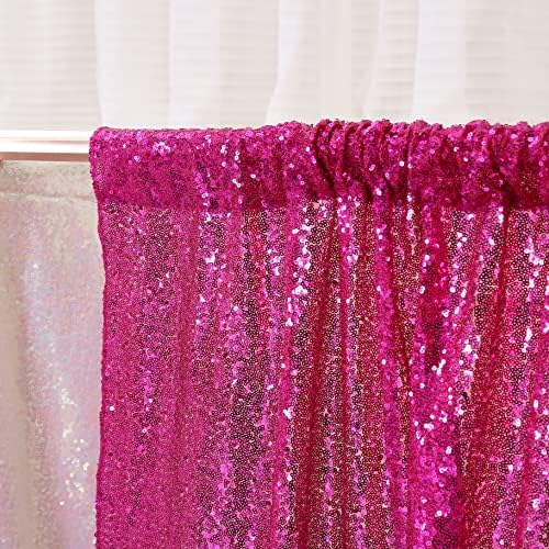 Poise3EHome Hot Pink Sequin Backdrop Curtains,4 Panels 2FTx8FT Glitter Background for Party Birthday Party Baby Shower Wedding Christmas Thanksgiving Halloween Holiday Festival Decor - Image 6