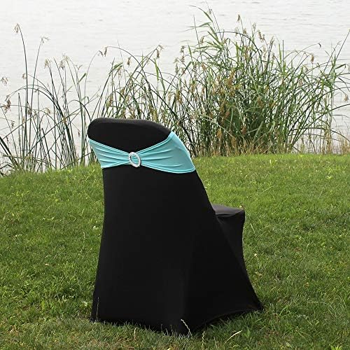 50pcs Aqua Blue Stretch Spandex Chair Sashes, Durable Elastic Chair Bands, Ribbon with Buckle for Wedding Baby Shower Hotel Event Party Graduation Birthday Decoration - Image 4