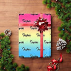 MyPupSocks Customized Name Wrapping Paper, Personalized Gradient Pink Yellow & Blue Wrapping Paper Logo Text Gift Wrap Paper Roll 58x23 for Women Men Kids Boys Girls Baby Christmas 3 Rolls - Image 4